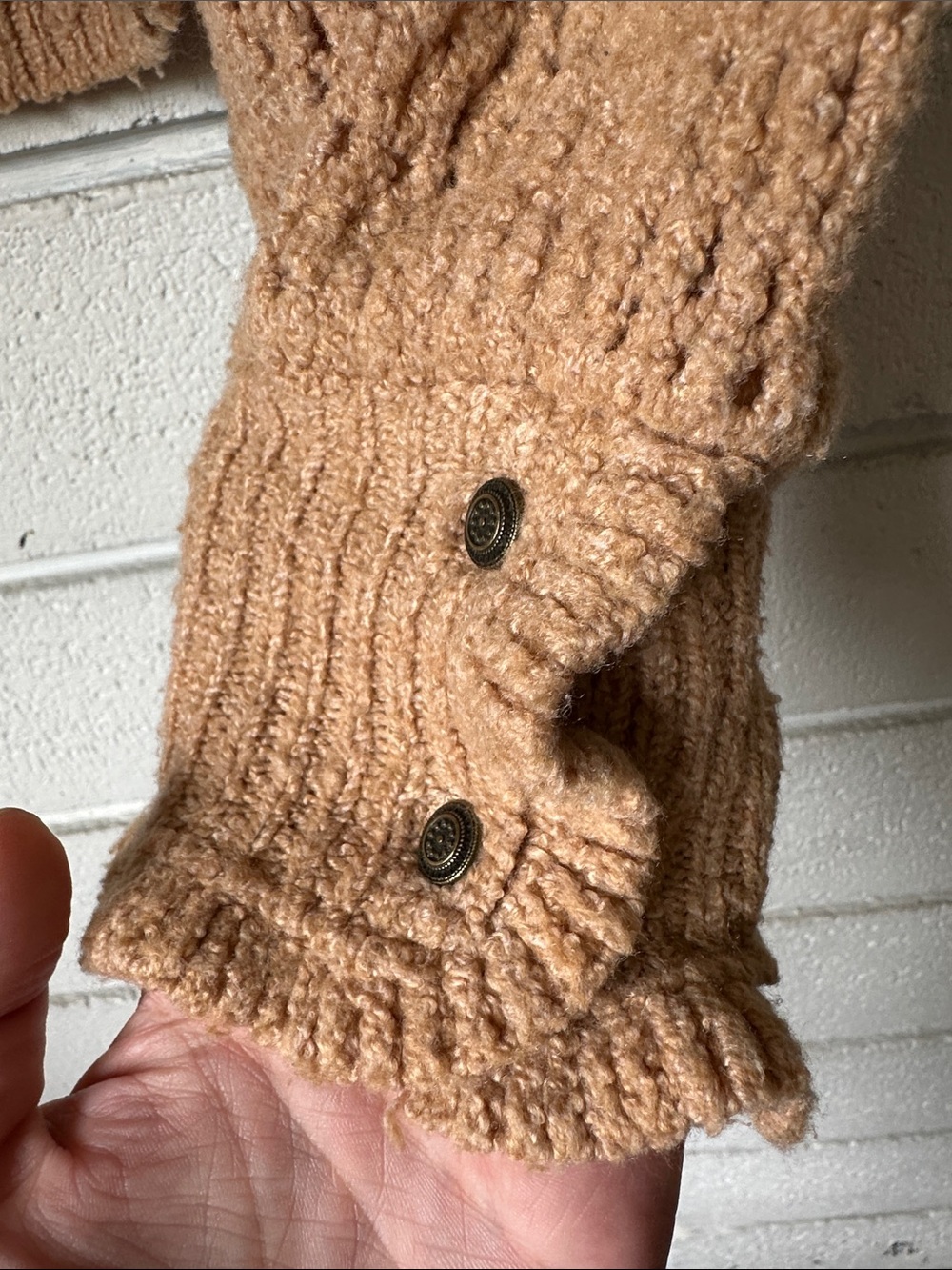 We The Free Open-Knit Collar Cardigan in Tan - Picture 4 of 5